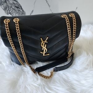 SAINT LAURENT small loulou black and gold made Italy authentic leather